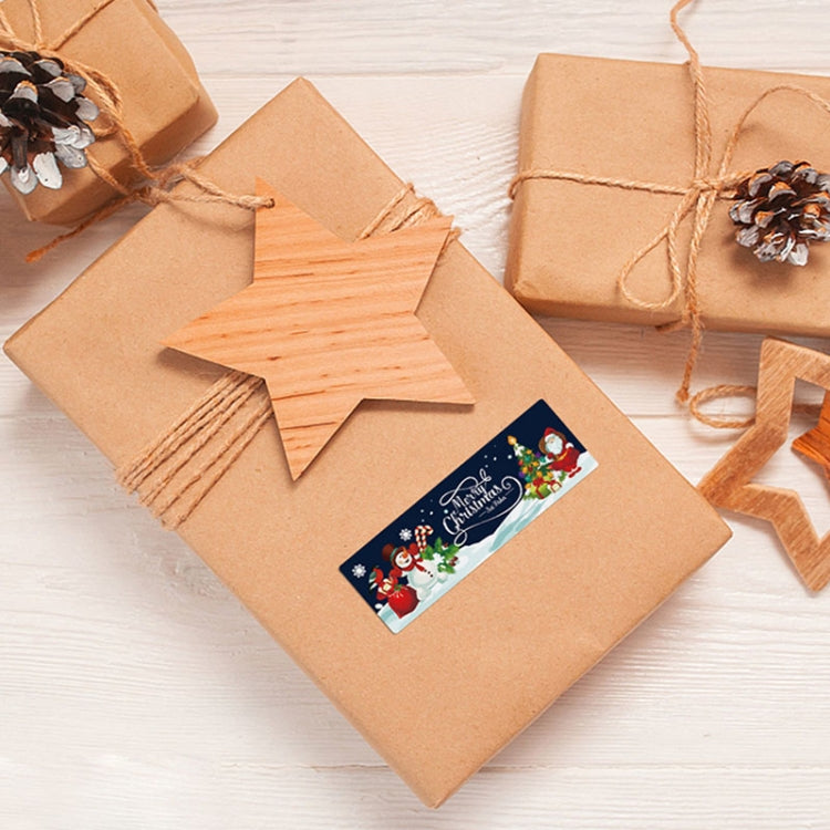 120pcs /Roll Christmas Self-adhesive Label Stickers Cartoon Printed Rectangular Sealing Sticker