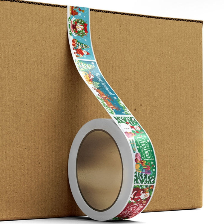 120pcs /Roll Christmas Self-adhesive Label Stickers Cartoon Printed Rectangular Sealing Sticker