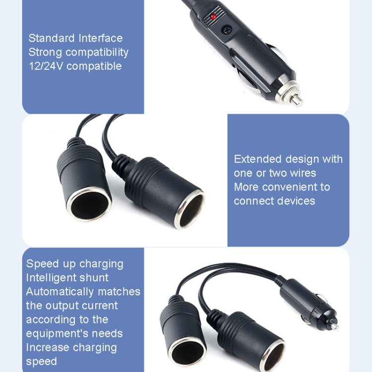 Copper Car Cigarette Lighter Extension 12/24V 10A General 1 Drag 2 Car Charging