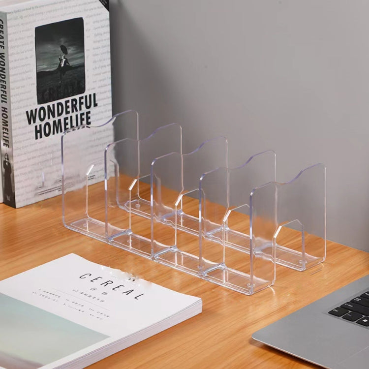 Acrylic Desktop Bookend Book Storage Rack Office Stationery Bookshelf