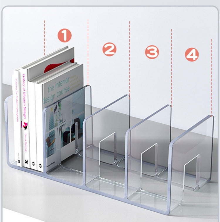 Acrylic Desktop Bookend Book Storage Rack Office Stationery Bookshelf