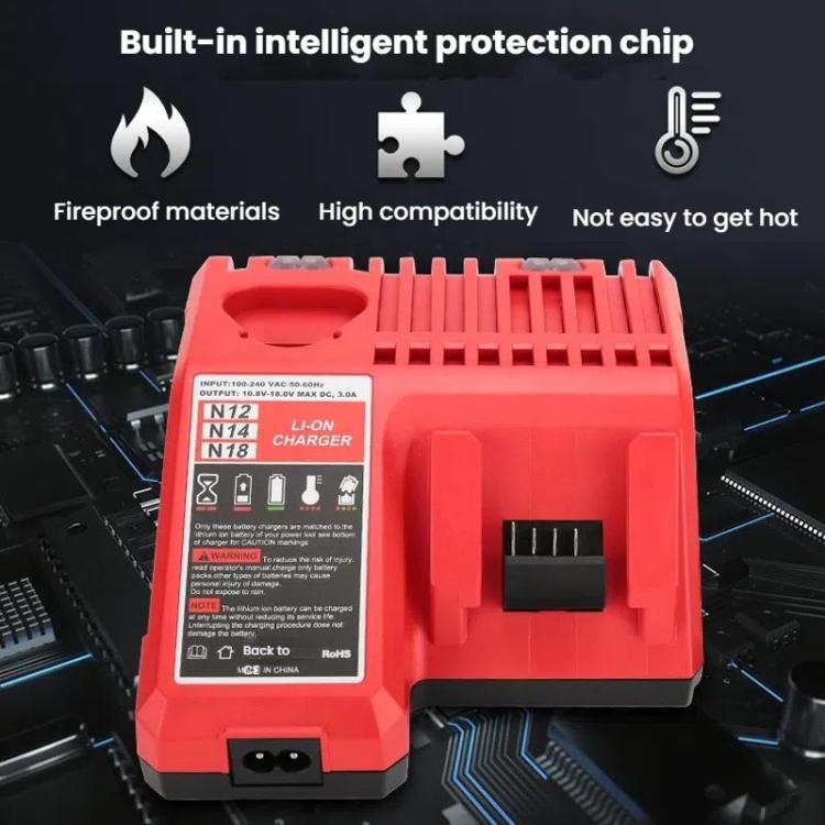 M12-18C For Milwaukee 18V Power Tools Battery Charger