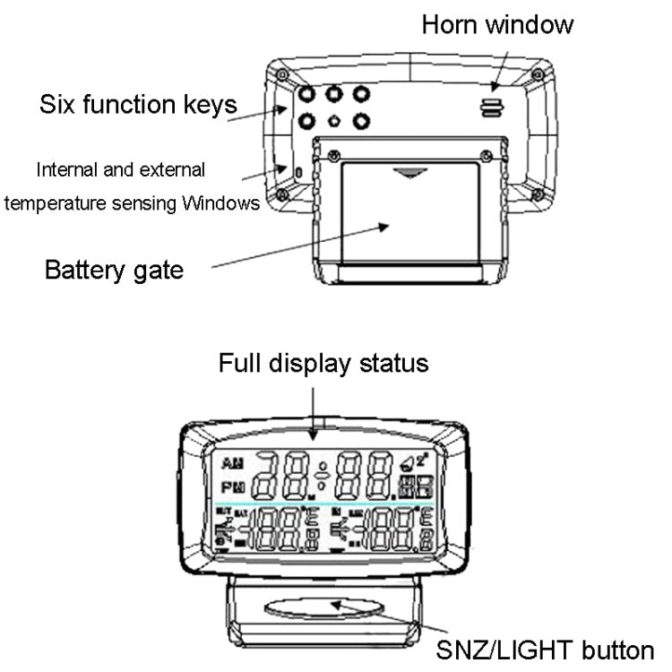 LCD Night Light Car Clock Automotive Electronics Inside And Outside Dual Thermometer