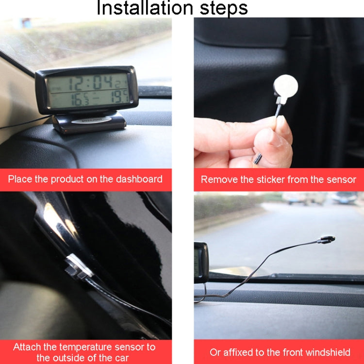 LCD Night Light Car Clock Automotive Electronics Inside And Outside Dual Thermometer