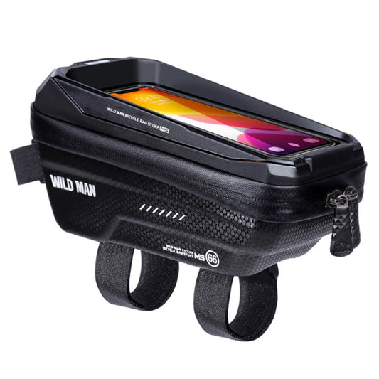 WILD MAN MS66 1.2L EVA Hard Shell Bicycle Front Beam Bag Cycling Touch Screen Phone Bag