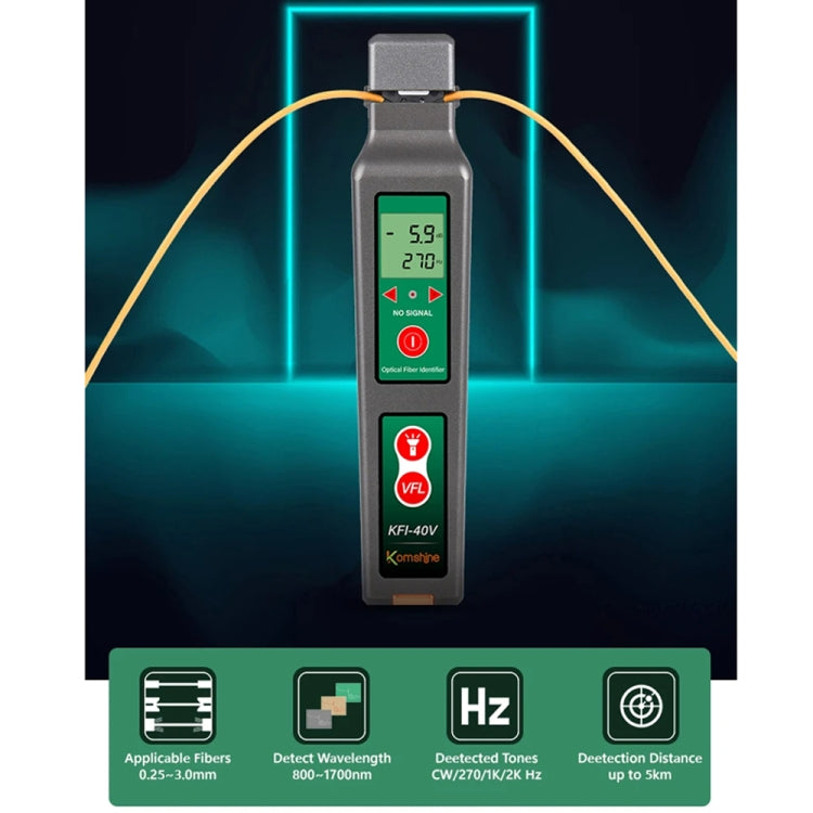 Komshine Fiber Optic Identifier Optical Cable Signal Direction Identifier With VFL Red Light 10mW