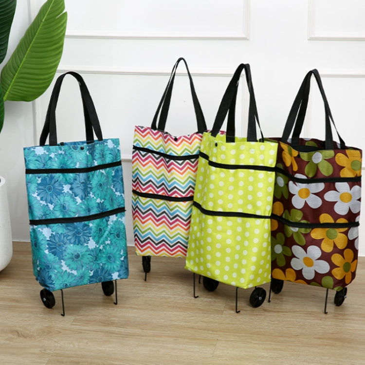 2 In 1  Oxford Cloth Shopping Bag Foldable Shopping Trolley Cart