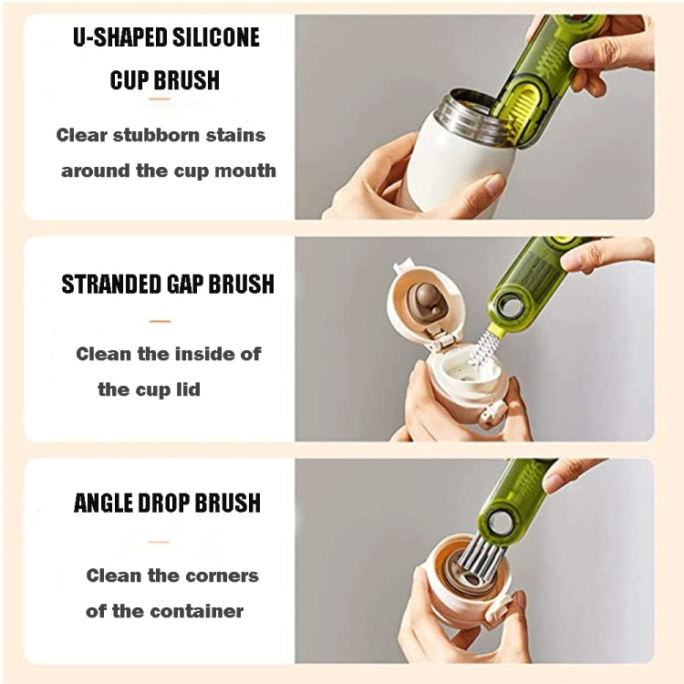 3 In 1 U shaped Cup Lid Cleaning Brush Water Bottle Cover Groove Cleaner, B Green, B Gray, B Blue