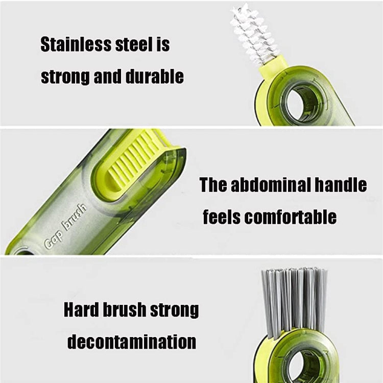 3 In 1 U shaped Cup Lid Cleaning Brush Water Bottle Cover Groove Cleaner, B Green, B Gray, B Blue