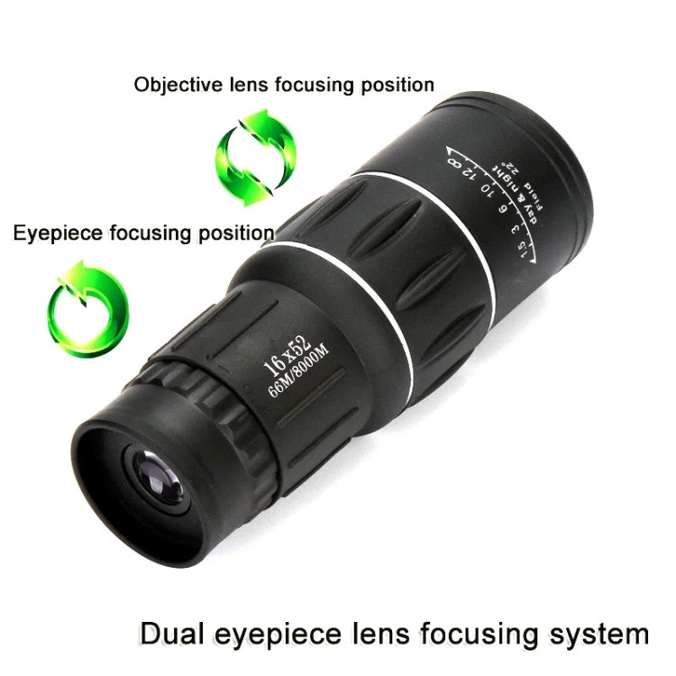 16x52 High Definition Outdoor Bird Viewing Monocular Telescope