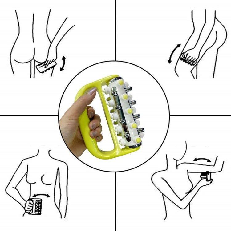 Handheld Curved Five-row Iron Column Roller Soothing Massager