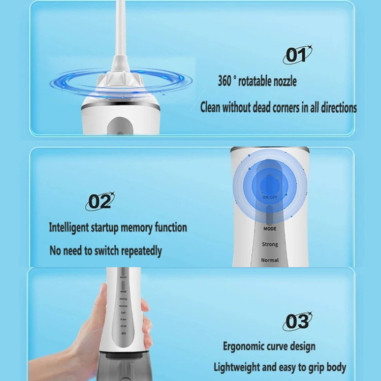 350ML Water Tank Oral Irrigator Rechargeable 5 Gear Adustable Water Flosser