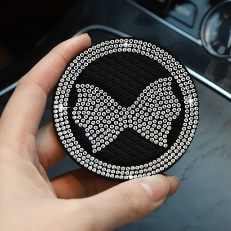 Car Multifunctional Anti-slip Coaster with Diamond Bow Crystal
