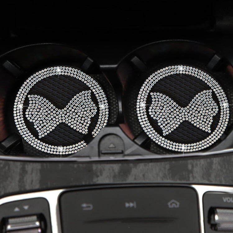 Car Multifunctional Anti-slip Coaster with Diamond Bow Crystal