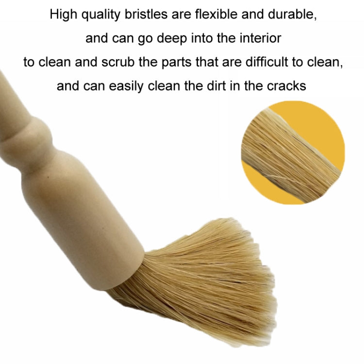 Car Interior Round Wooden Handle Air Vent Cleaning Brush