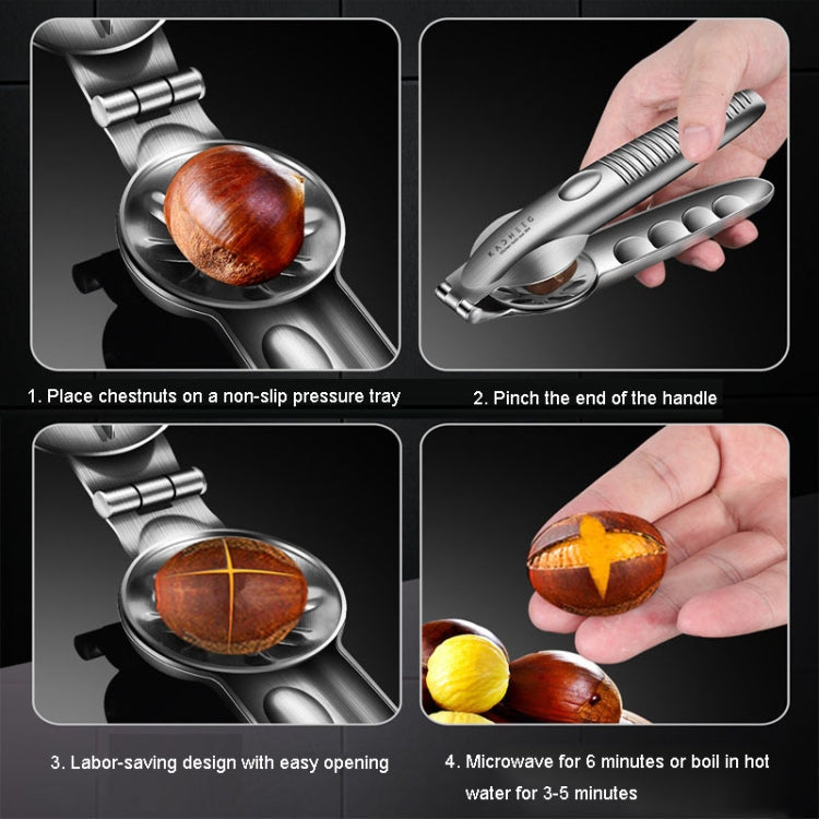 Kacheeg 304 Stainless Steel Chestnut Opener Cross Opening Chestnut Shelling Peeler With 2 Steel Fingers