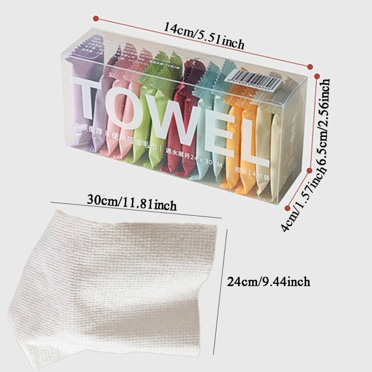 14pcs /Box Disposable Compressed Towel Portable Travel Washcloth Thickened Face Wipe Towel