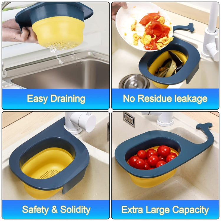 Multifunctional Whale-shaped Foldable Kitchen Fruit and Vegetable Draining Basket