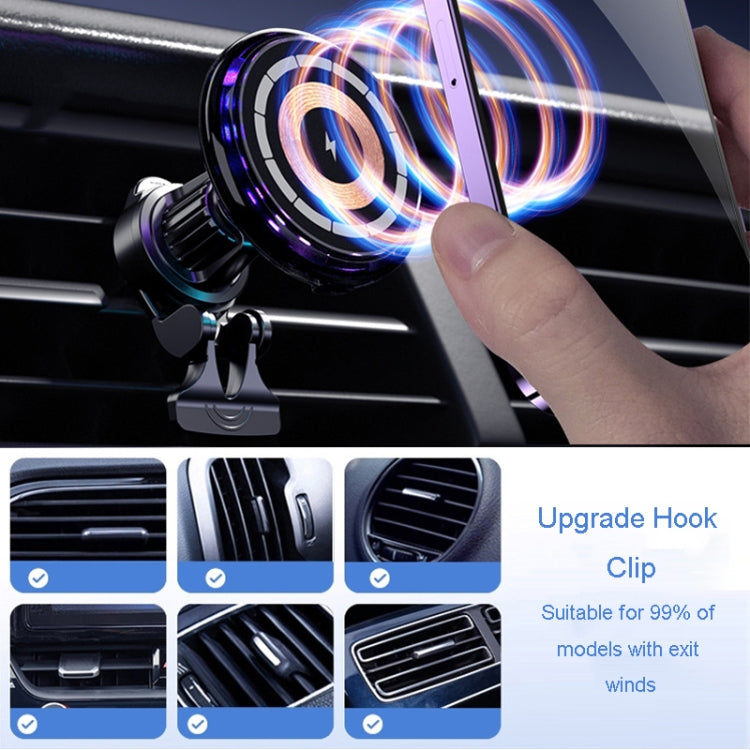 For iPhone Magsafe Magnetic Car Wireless Charger Phone Holder Light Emitting Wireless Charger