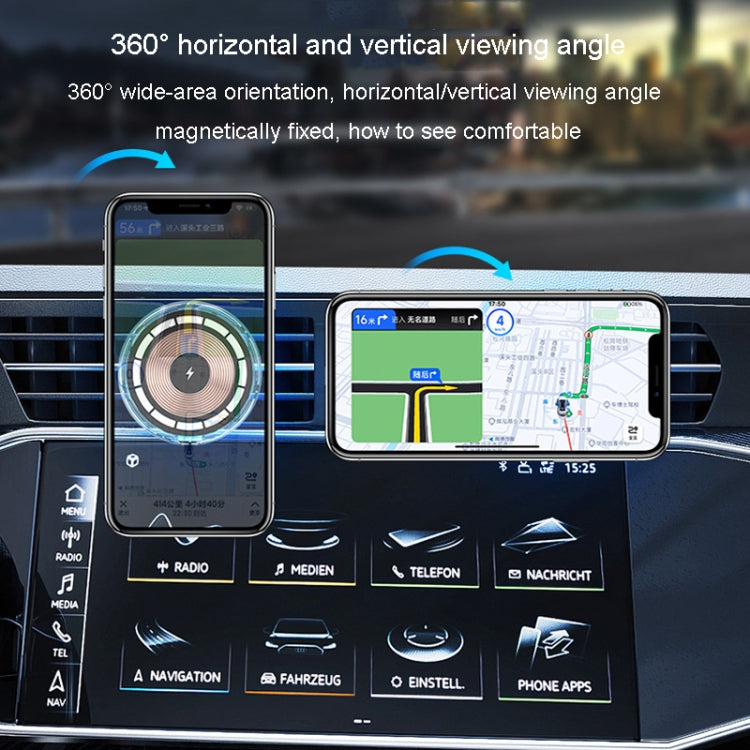 For iPhone Magsafe Magnetic Car Wireless Charger Phone Holder Light Emitting Wireless Charger