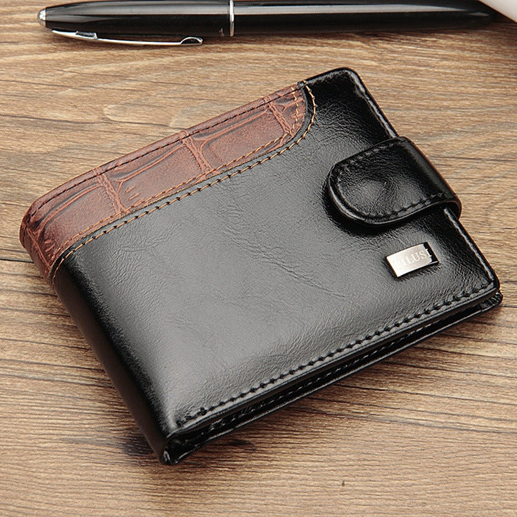 Baellerry M1078 Splicing Leather Casual Men Wallet With Buckle Multi-Card Slot Coin Purse