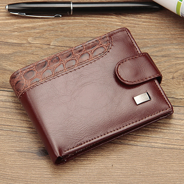 Baellerry M1078 Splicing Leather Casual Men Wallet With Buckle Multi-Card Slot Coin Purse