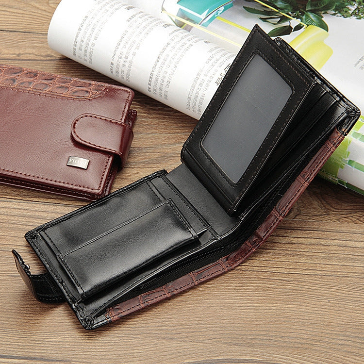 Baellerry M1078 Splicing Leather Casual Men Wallet With Buckle Multi-Card Slot Coin Purse