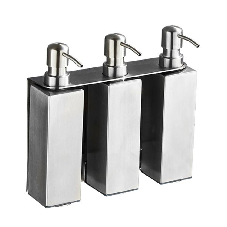 Hotel Stainless Steel Soap Dispenser Home Wall Mounted No Punch Press To Soap Bottle
