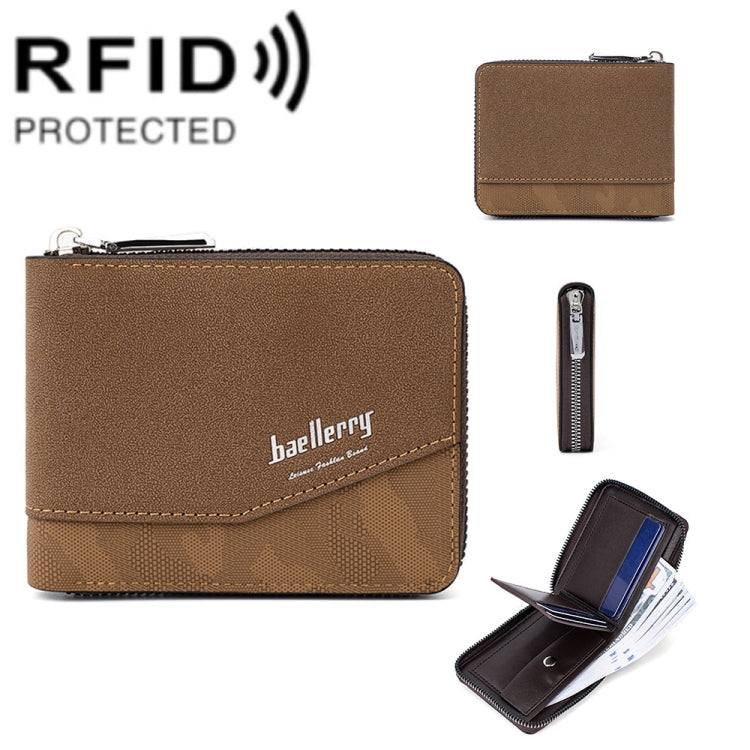 Baellerry D5106 RFID Anti-theft Retro Zipper Wallet Spliced Short Coin Purse