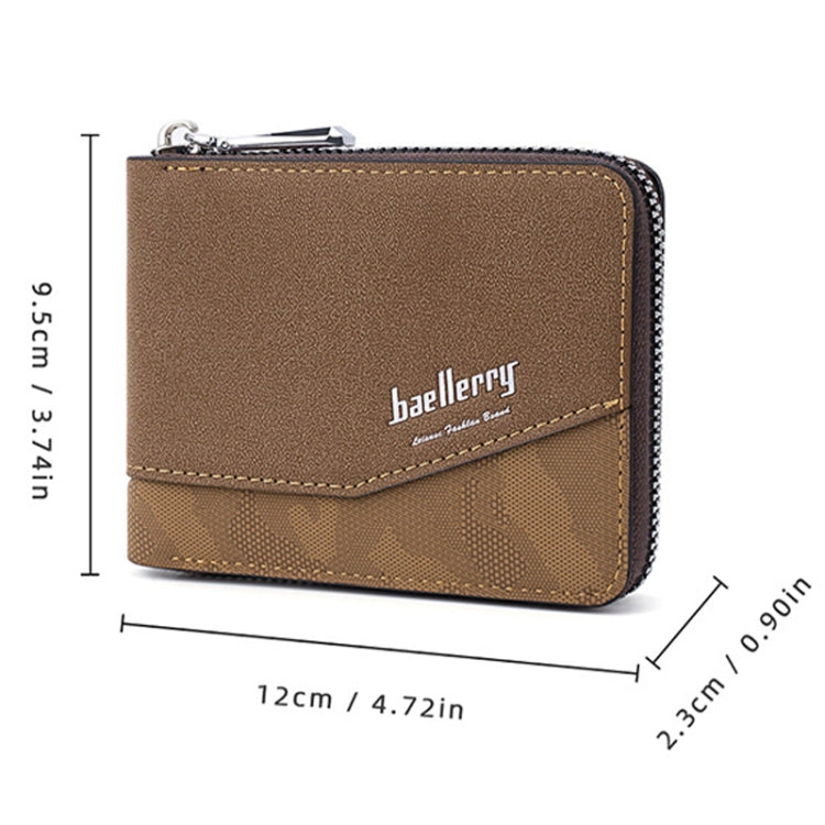 Baellerry D5106 RFID Anti-theft Retro Zipper Wallet Spliced Short Coin Purse