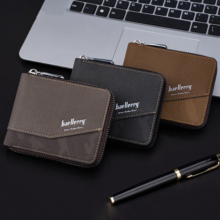 Baellerry D5106 RFID Anti-theft Retro Zipper Wallet Spliced Short Coin Purse