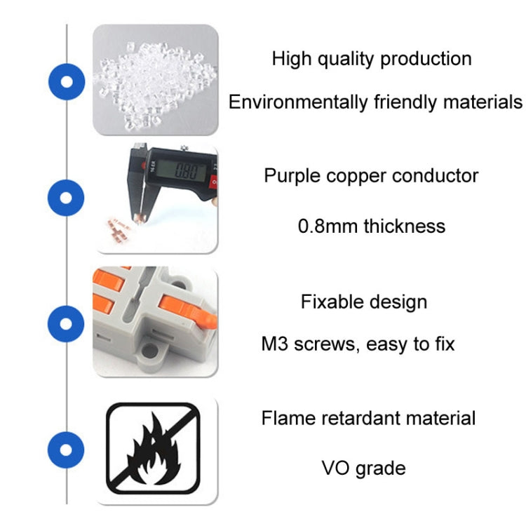 5pcs Push Type Mini Wire Connection Splitter Quick Connect Terminal Block