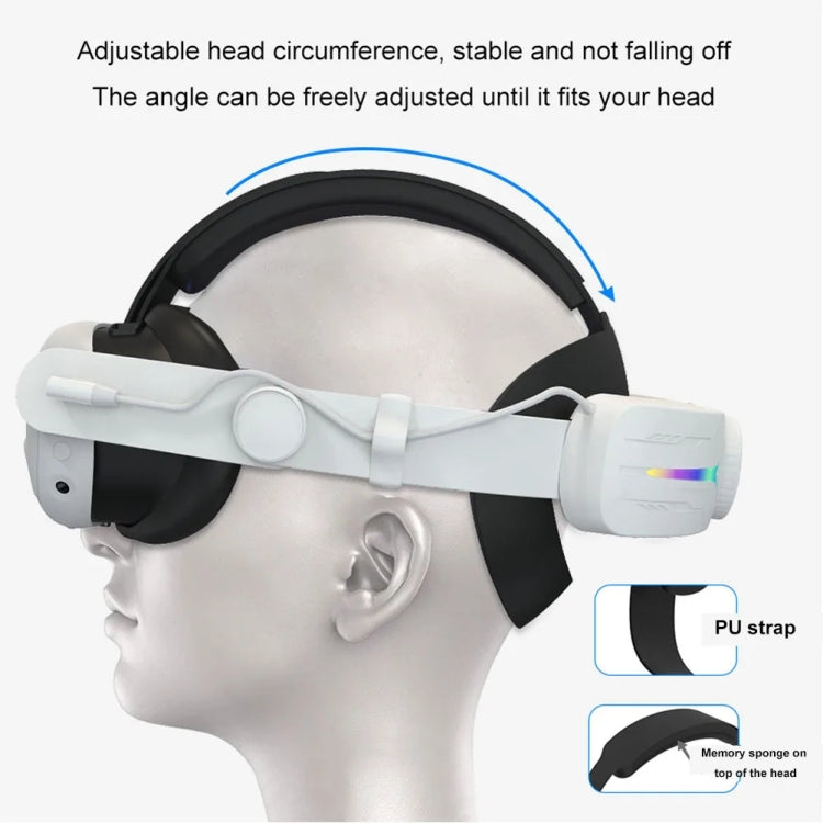 For Meta Quest 3 USB Rechargeable RGB Lighting Effect Adjustable Foldable Headset, For Meta Quest 3 (Black), For Meta Quest 3 (Elite), For Meta Quest 3 (White)