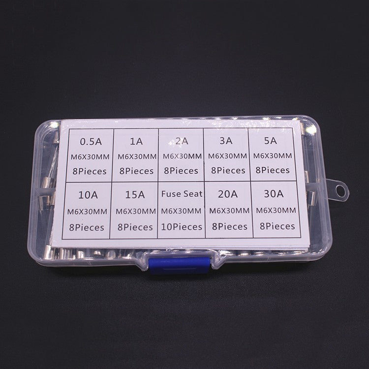 72pcs /Box 6x30mm Glass Fuse 0.5A-30A Insurance Pipe /