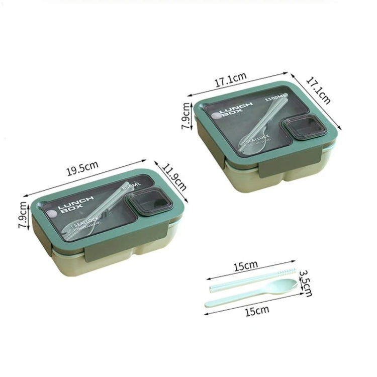 Rectangle Microwaveable Lunch Box Hermetic Bento Box with Spoon Chopsticks, Rectangle Blue, Rectangle Pink, Rectangle Green
