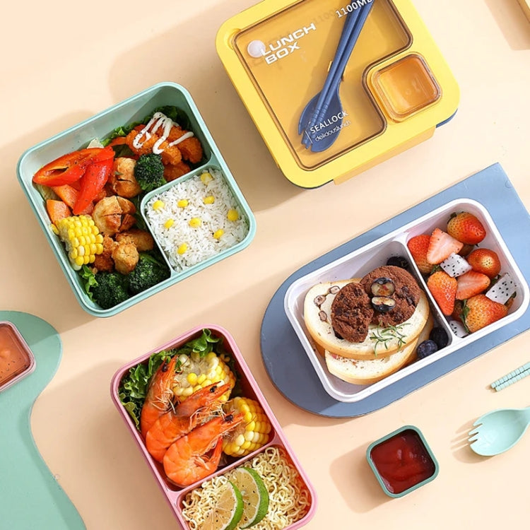 Rectangle Microwaveable Lunch Box Hermetic Bento Box with Spoon Chopsticks, Rectangle Blue, Rectangle Pink, Rectangle Green