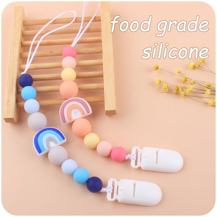 Baby Anti-drop Chain Pacifier Clips Silicone Rainbow Beads Dummy Holder Nipple Clip