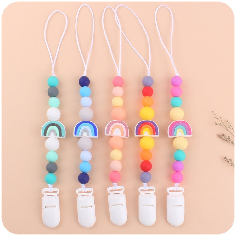 Baby Anti-drop Chain Pacifier Clips Silicone Rainbow Beads Dummy Holder Nipple Clip