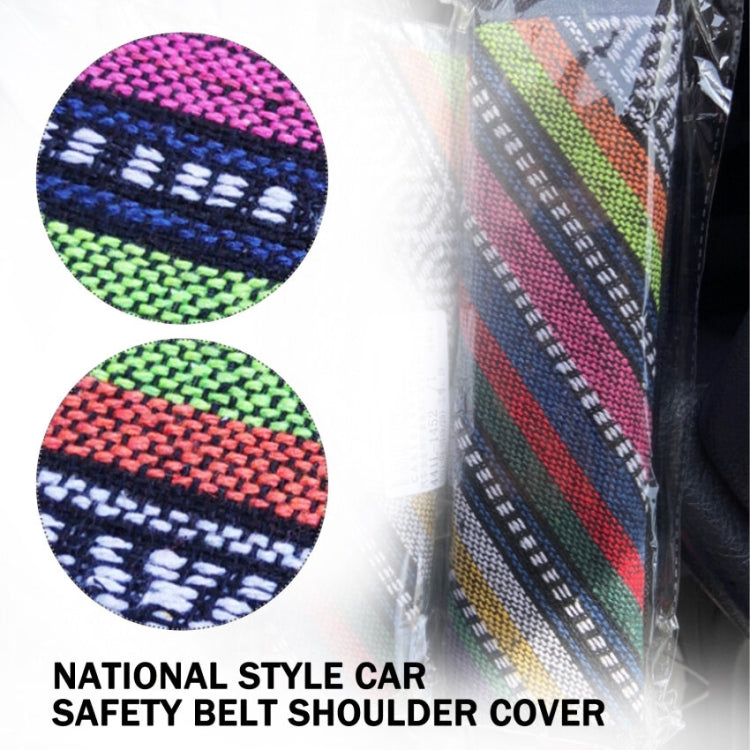 Ethnic Style Linen Car Seat Belt Cover Shoulder Pads
