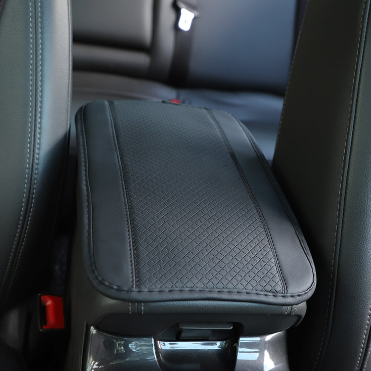 Car Center Console Cover Mat Fiber Leather Embossed Double Line Armrest Cover