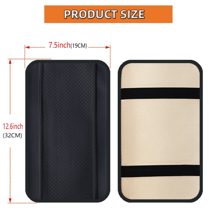 Car Center Console Cover Mat Fiber Leather Embossed Double Line Armrest Cover