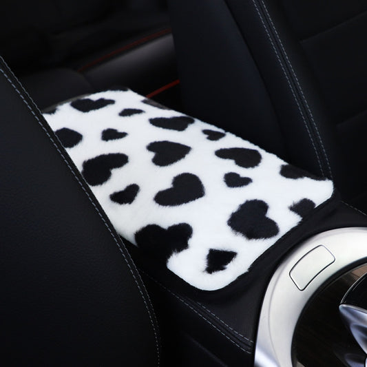 Plush Heart Pattern Car Center Console Cover Mat