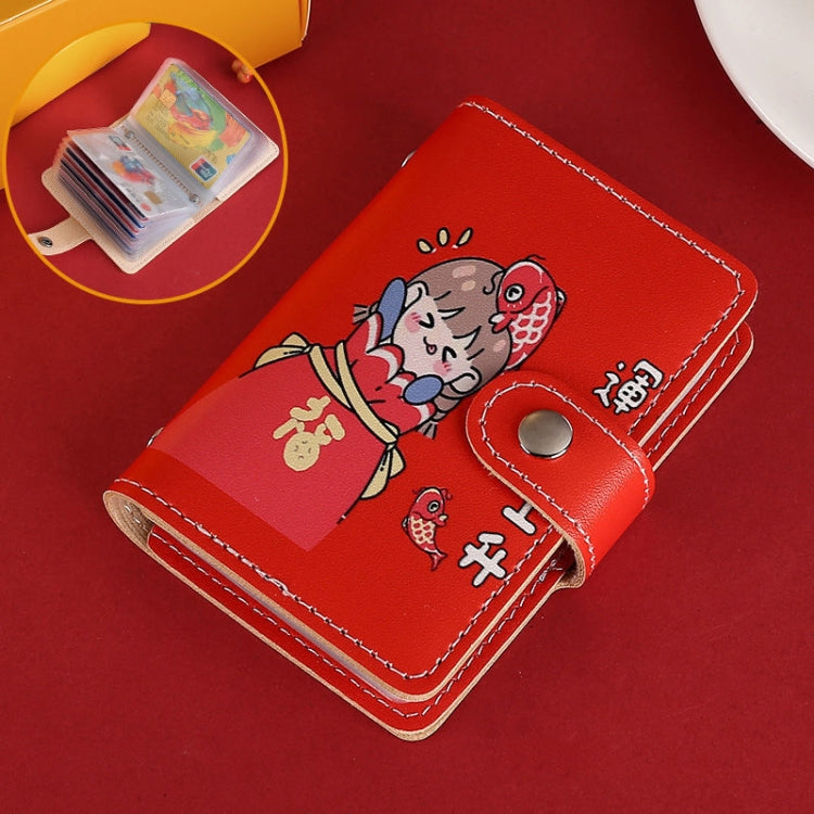 Festive Cartoon Snap-Type Anti-Degaussing Card Holder Lucky Change ID Storage Bag
