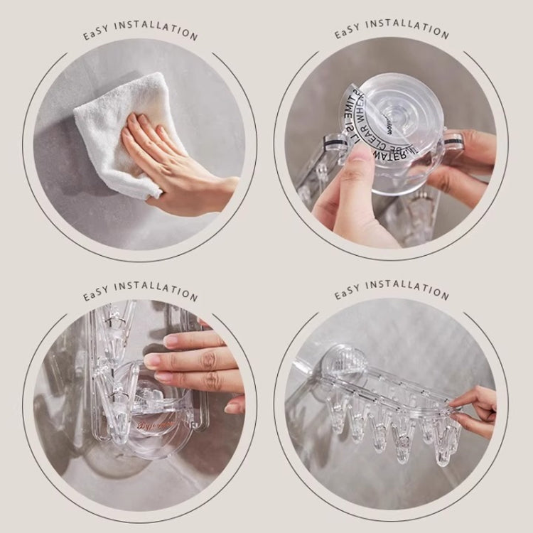 Suction Cup Clothes Rack Multi Clips Wall Mounted Indoor Outdoor Balcony Multifunctional Folding Clothes Hanger