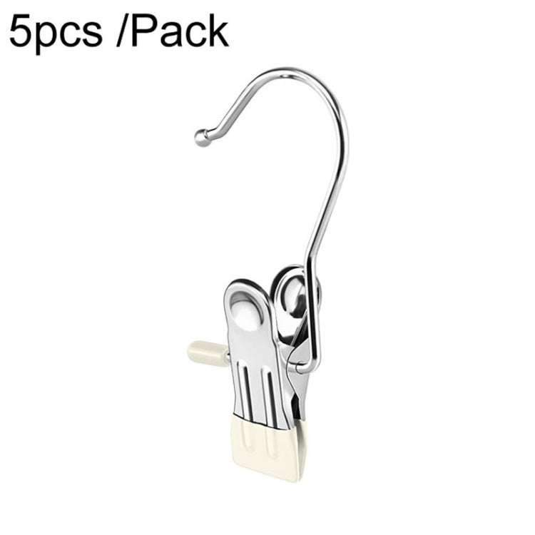 5pcs /Pack Stainless Steel Flat Clip With Hook Anti-Scratch Catch Laundry Drying Holder