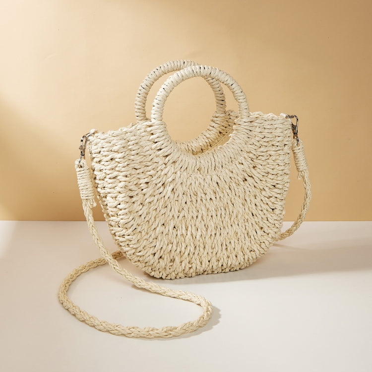 Half-moon Shape Straw Tote Bag Cross-body Woven Beach Single-shoulder Bag