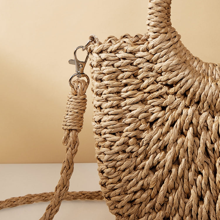 Half-moon Shape Straw Tote Bag Cross-body Woven Beach Single-shoulder Bag