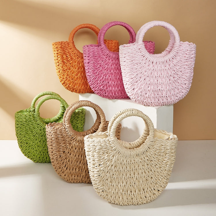 Half-moon Shape Straw Tote Bag Cross-body Woven Beach Single-shoulder Bag