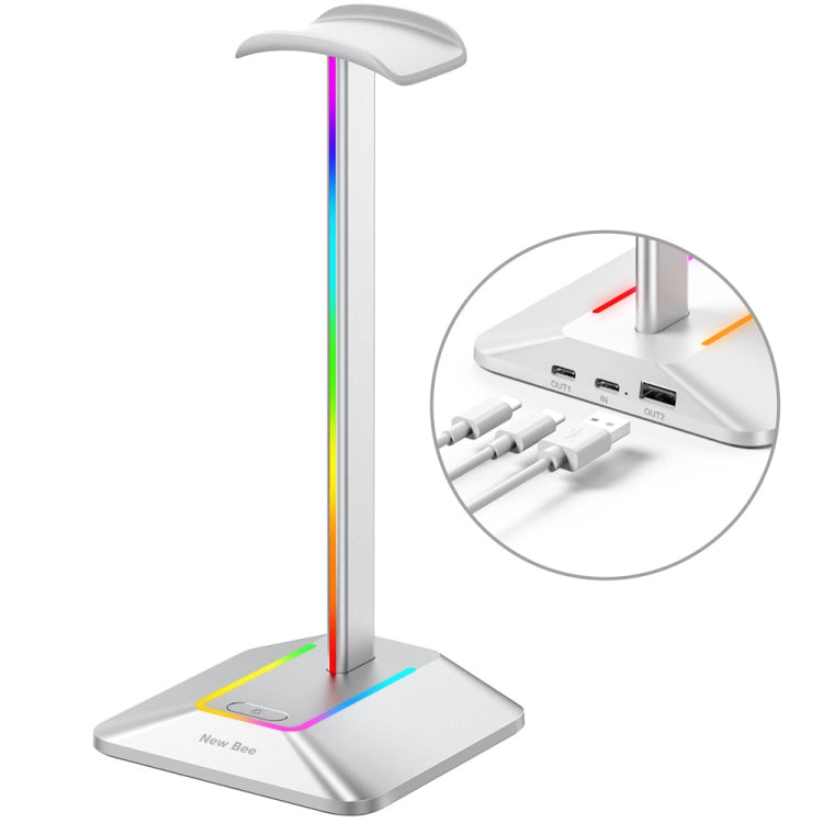 New Bee Dual Output Colorful Headset Display Rack HUB Expansion Headphone Holder