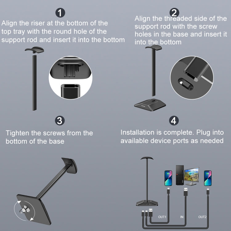 New Bee Dual Output Colorful Headset Display Rack HUB Expansion Headphone Holder
